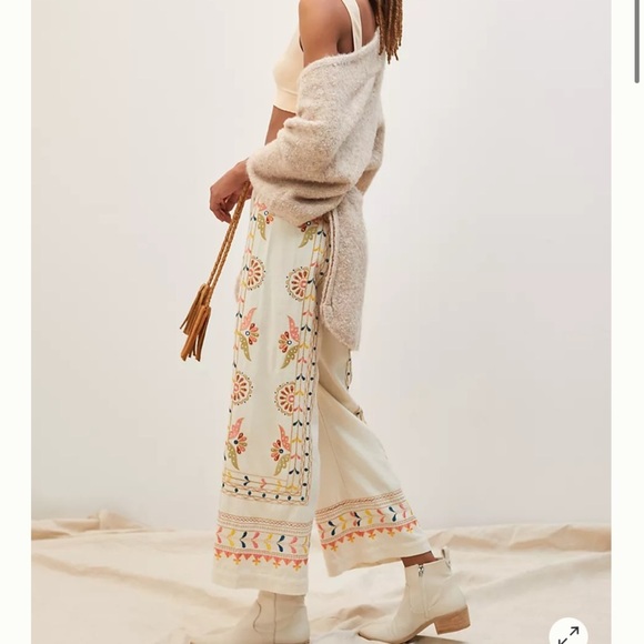 Anthropologie embroidered straight leg pants size med new with tags - Picture 7 of 12